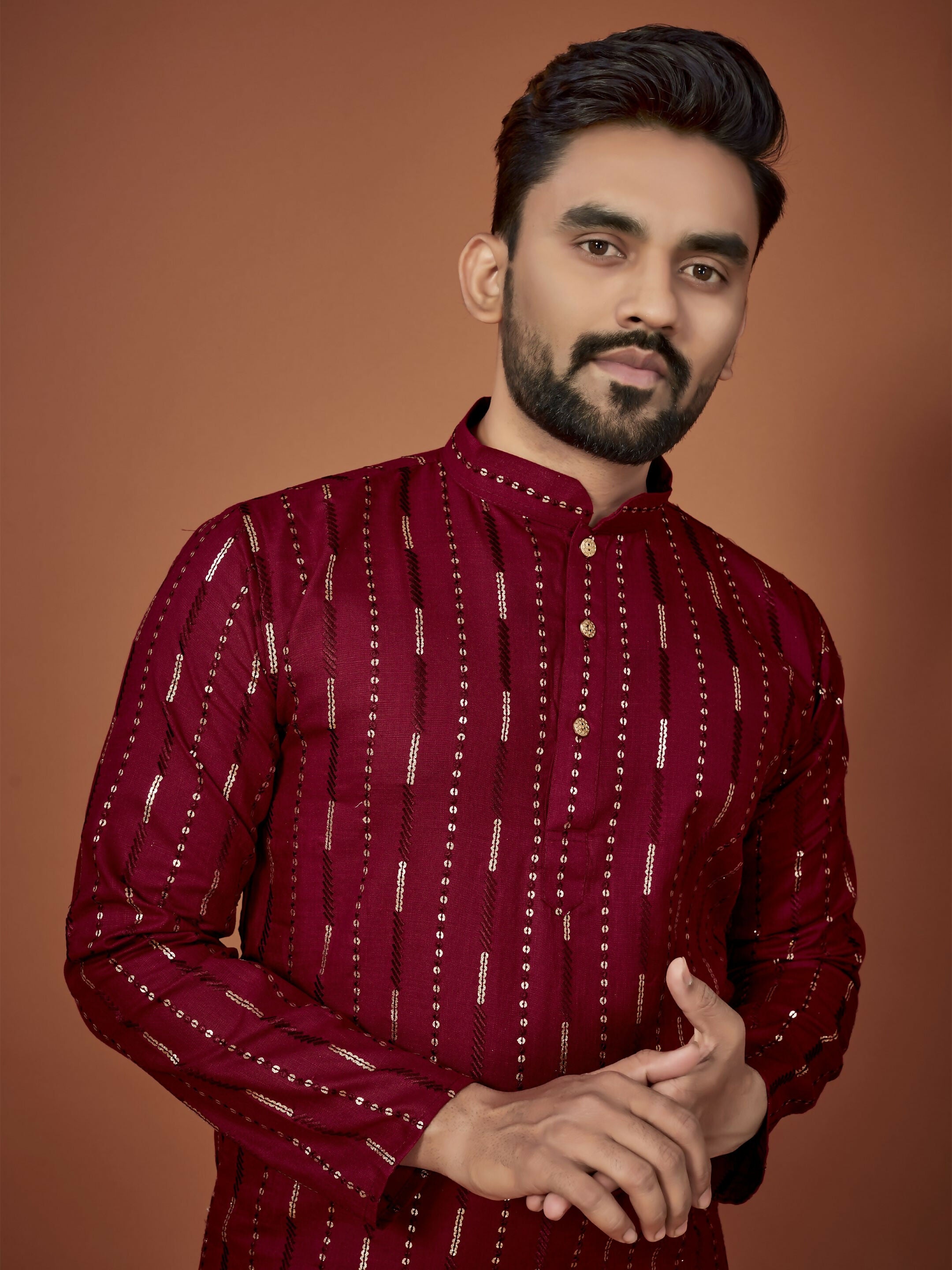 Anaita Maroon Embroidered Cotton Straight Kurta - Distacart