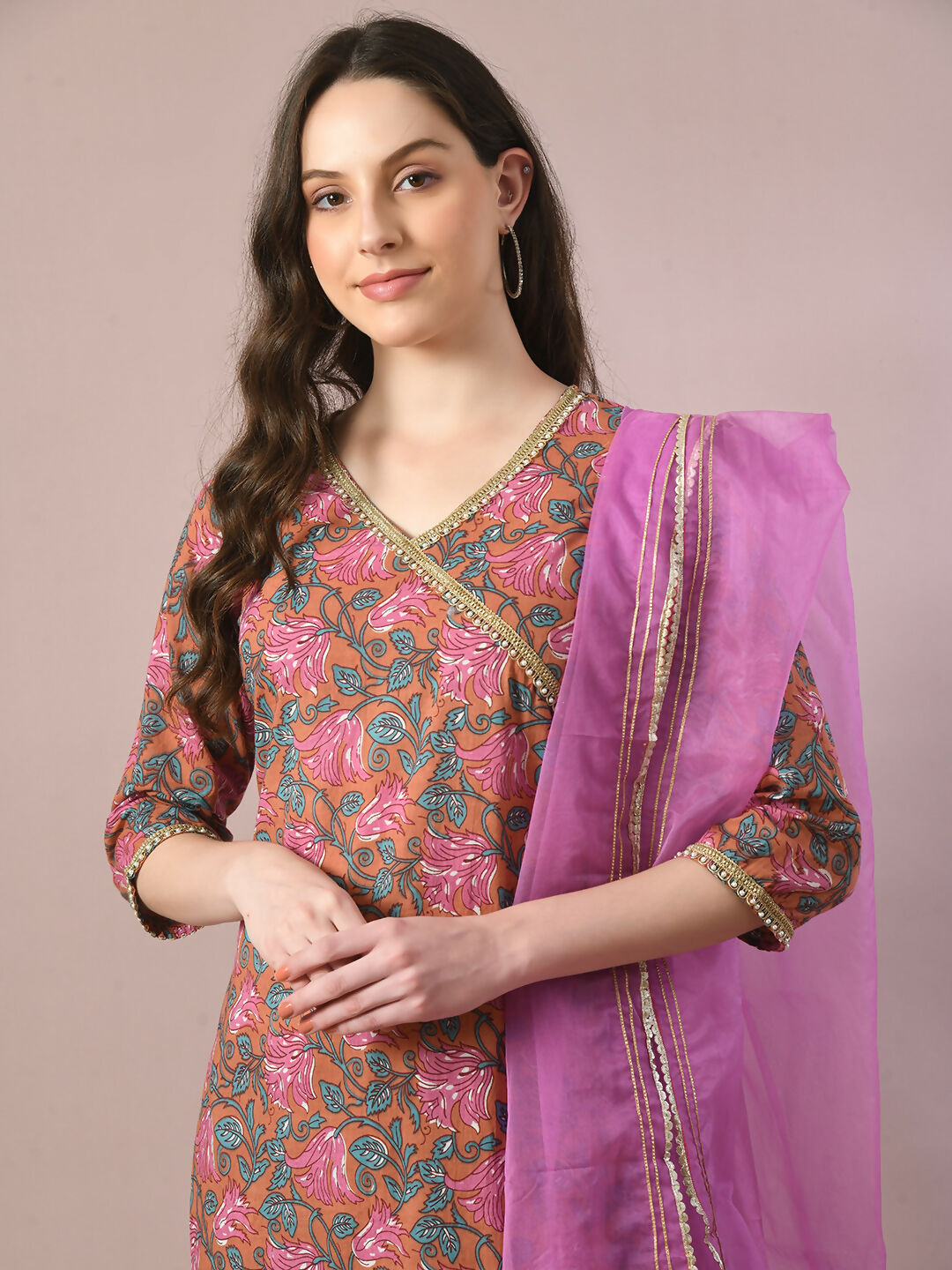 Myshka Women's Multi Printed Cotton Straight Party Kurta Set With Dupatta - Distacart