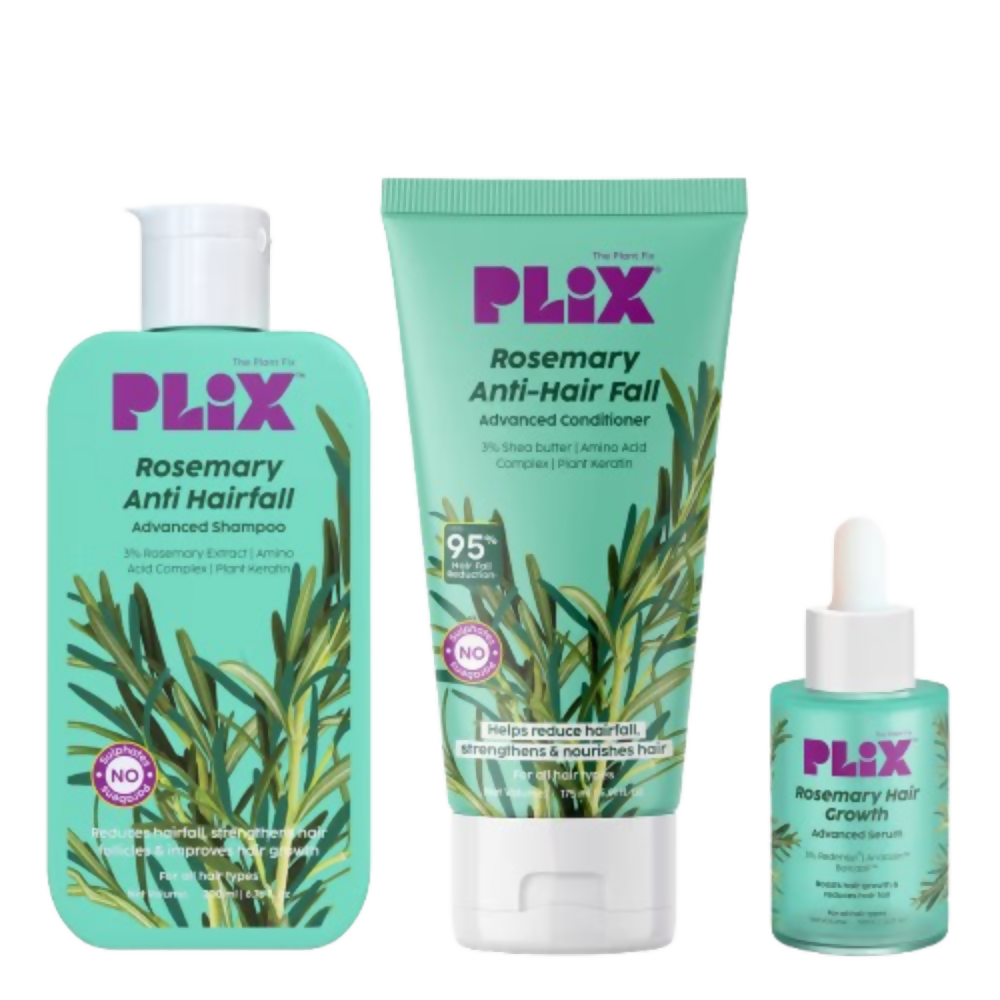 PLIX The Plant Fix Rosemary Anti Hairfall Regime 3% Redensyl Serum, Shampoo & Conditioner - Distacart