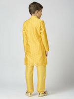 Thumbnail for Joban Fashion Kids Island Full Sleeves Chanderi Kurta, Pyjama Set with Traditional Butta Work - Yellow - Distacart