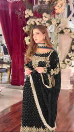 Thumbnail for Joban Fashion Black Velvet Sequence Embroidery Work Kurta Set