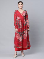 Thumbnail for Ahalyaa Women Red Georgette Digital Floral Printed Kurta Palazzo Set - Distacart