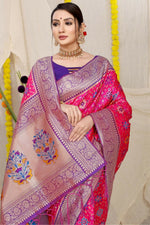 Thumbnail for Jyoti Fashion Women's Rani Pink Patola Silk Zari Woven Saree with Blouse - Distacart