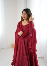 Thumbnail for Joban Fashion Maroon Kurta Set Georgette Sequence Embroidery Work
