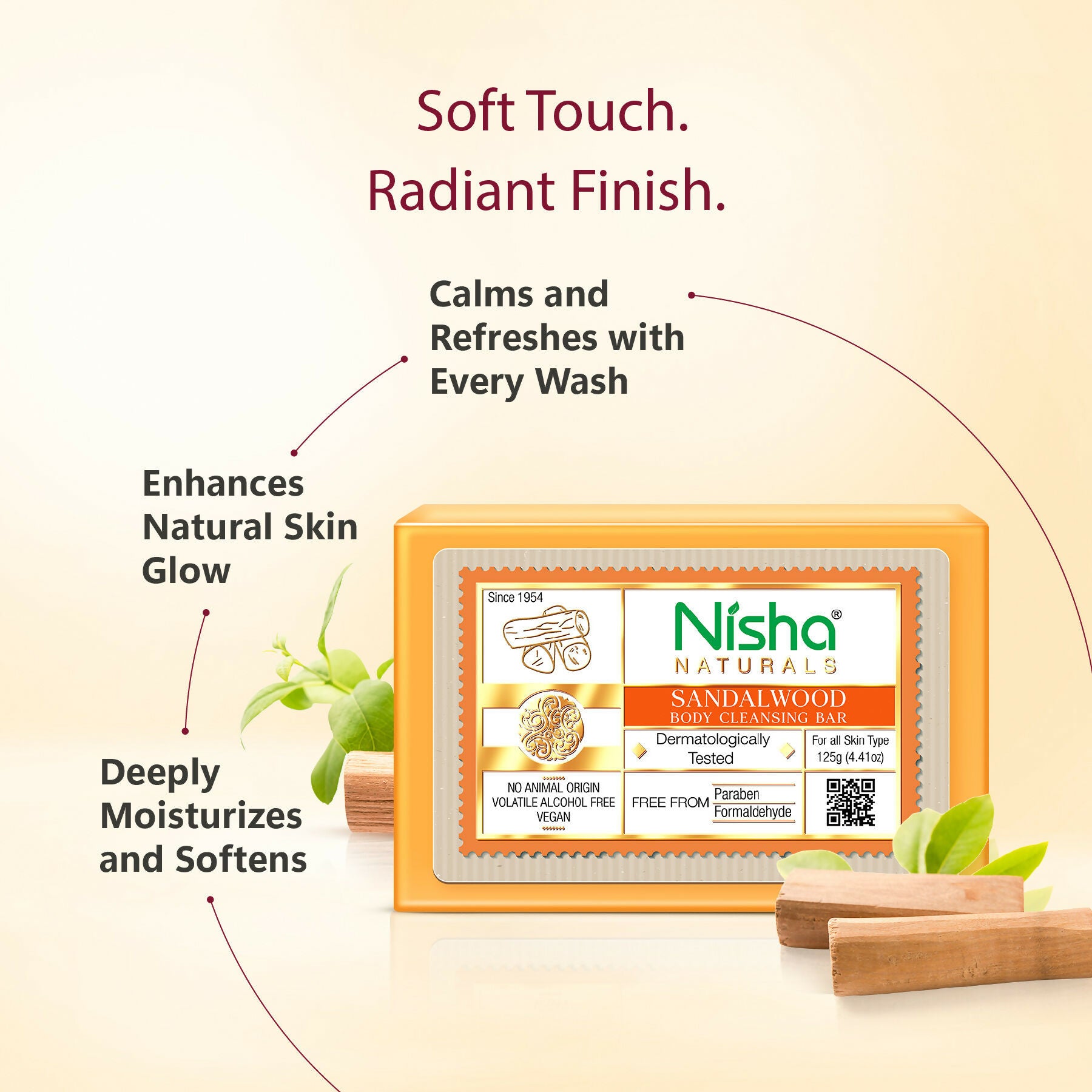 Nisha Sandalwood Body Cleansing Soap Bar - Distacart