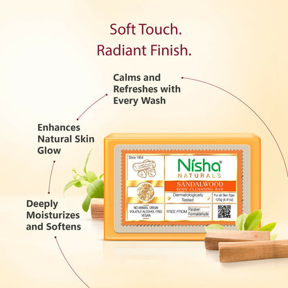 Nisha Sandalwood Body Cleansing Soap Bar - Distacart