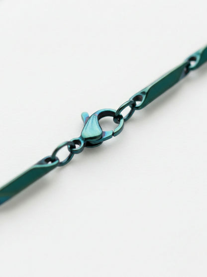 NVR Men's Handcrafted Green Rhodium Plated Chain - Distacart