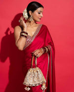Thumbnail for Joban Fashion Red Rangoli silk Party Wear Sarees - Distacart