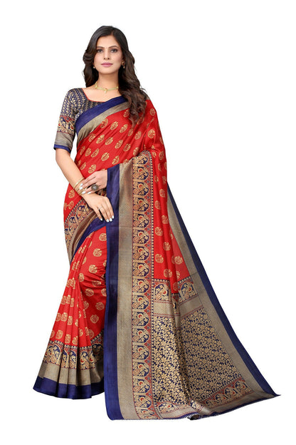 Vamika Red Printed Art Silk Saree - Distacart