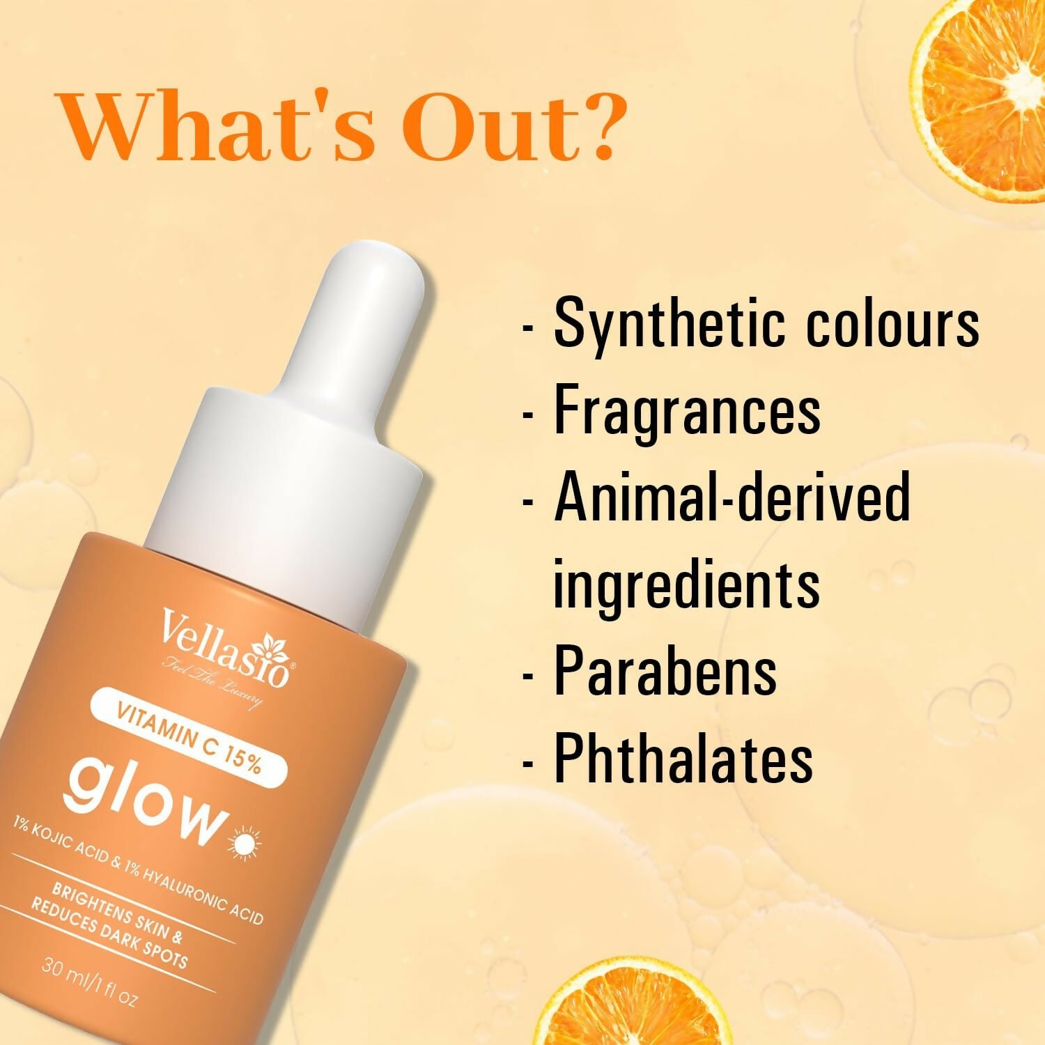 Vellasio 15% Vitamin C Serum with Hyaluronic Acid & Kojic Acid - Distacart