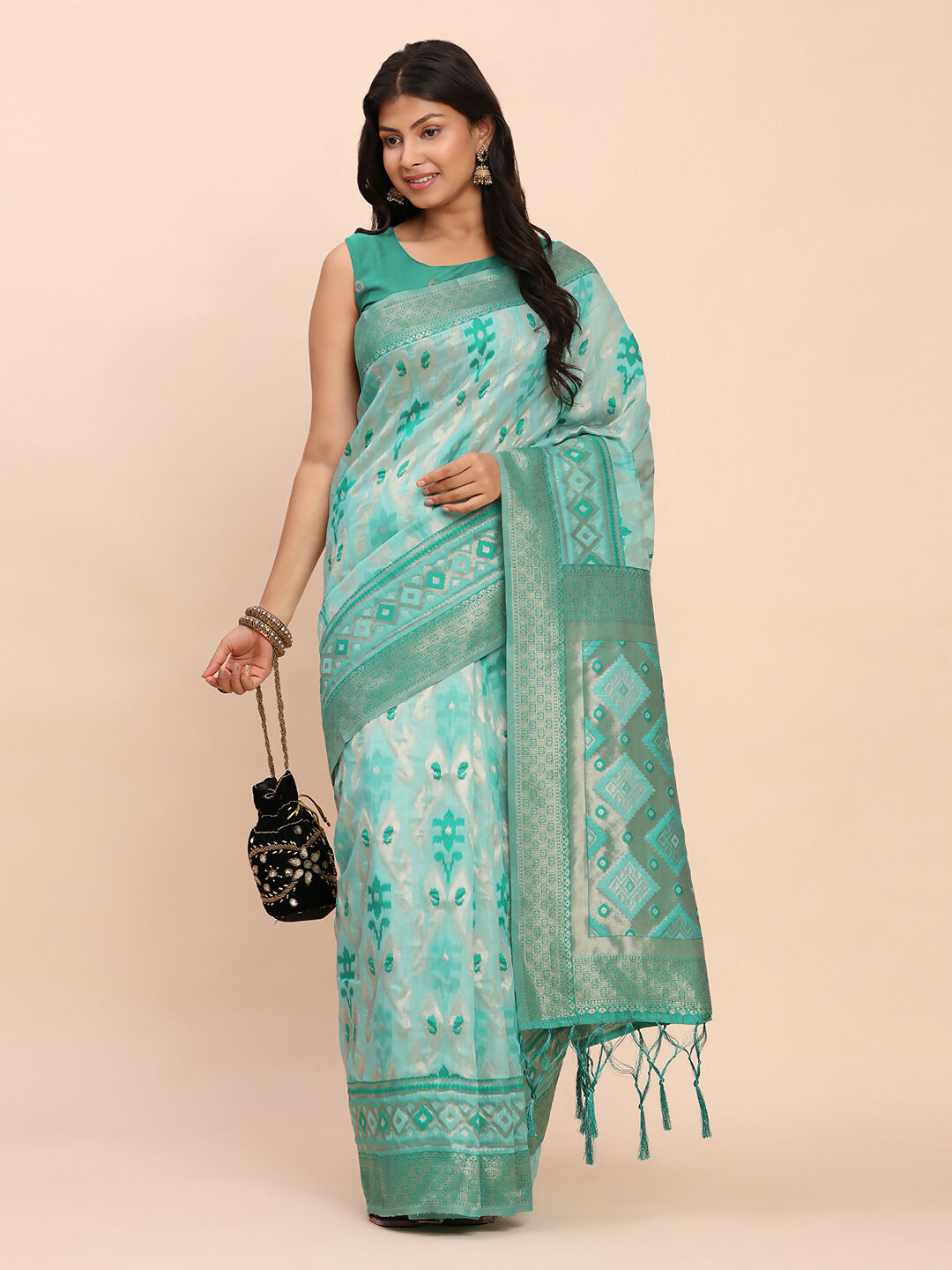 Astita Linen Cotton Sea Green Saree