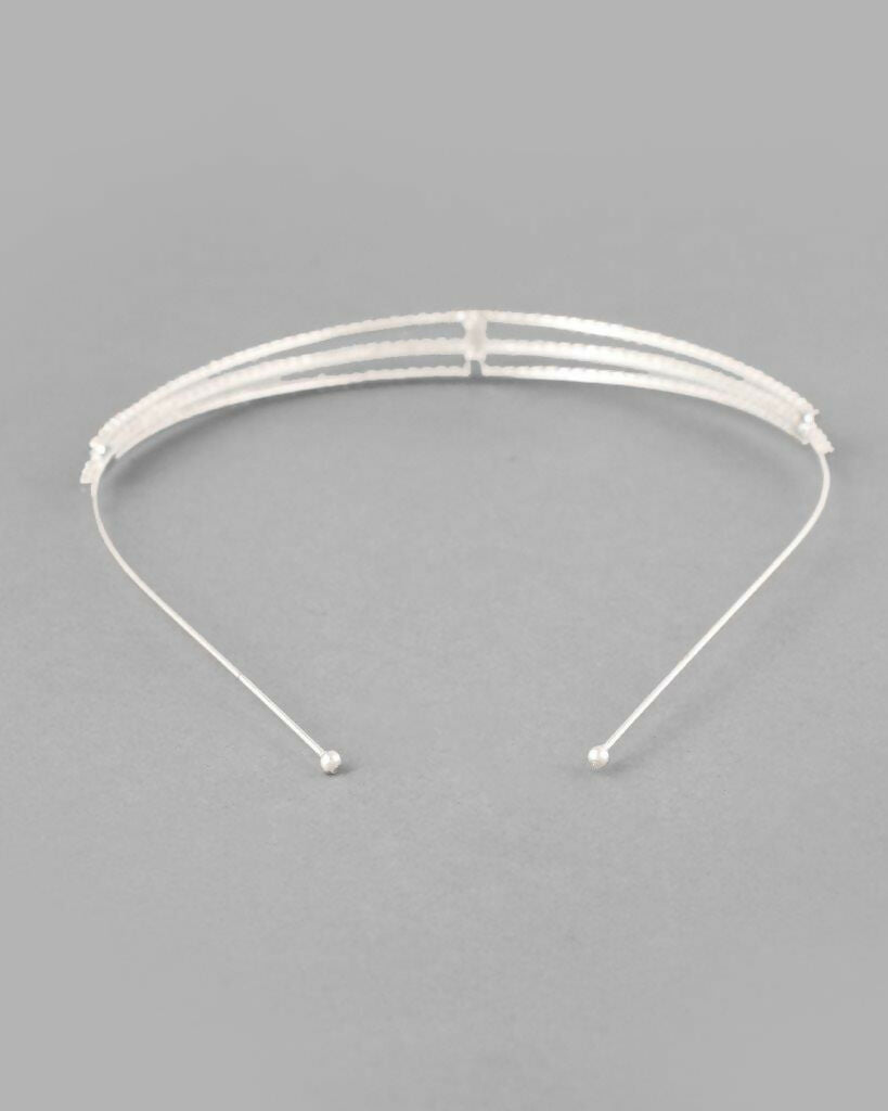 VOJ Silver Plated AD Stone Studded Hair Band - Distacart