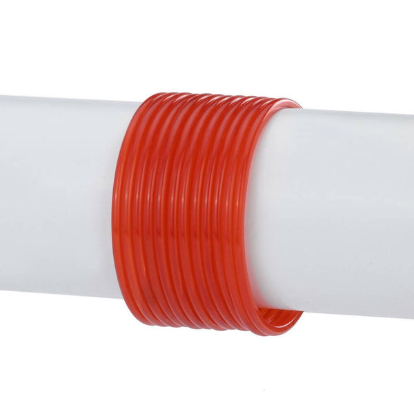 Afast Shining Red Glass Wedding, Party, Daily Use Bangle Set, Set Of 12 - Distacart