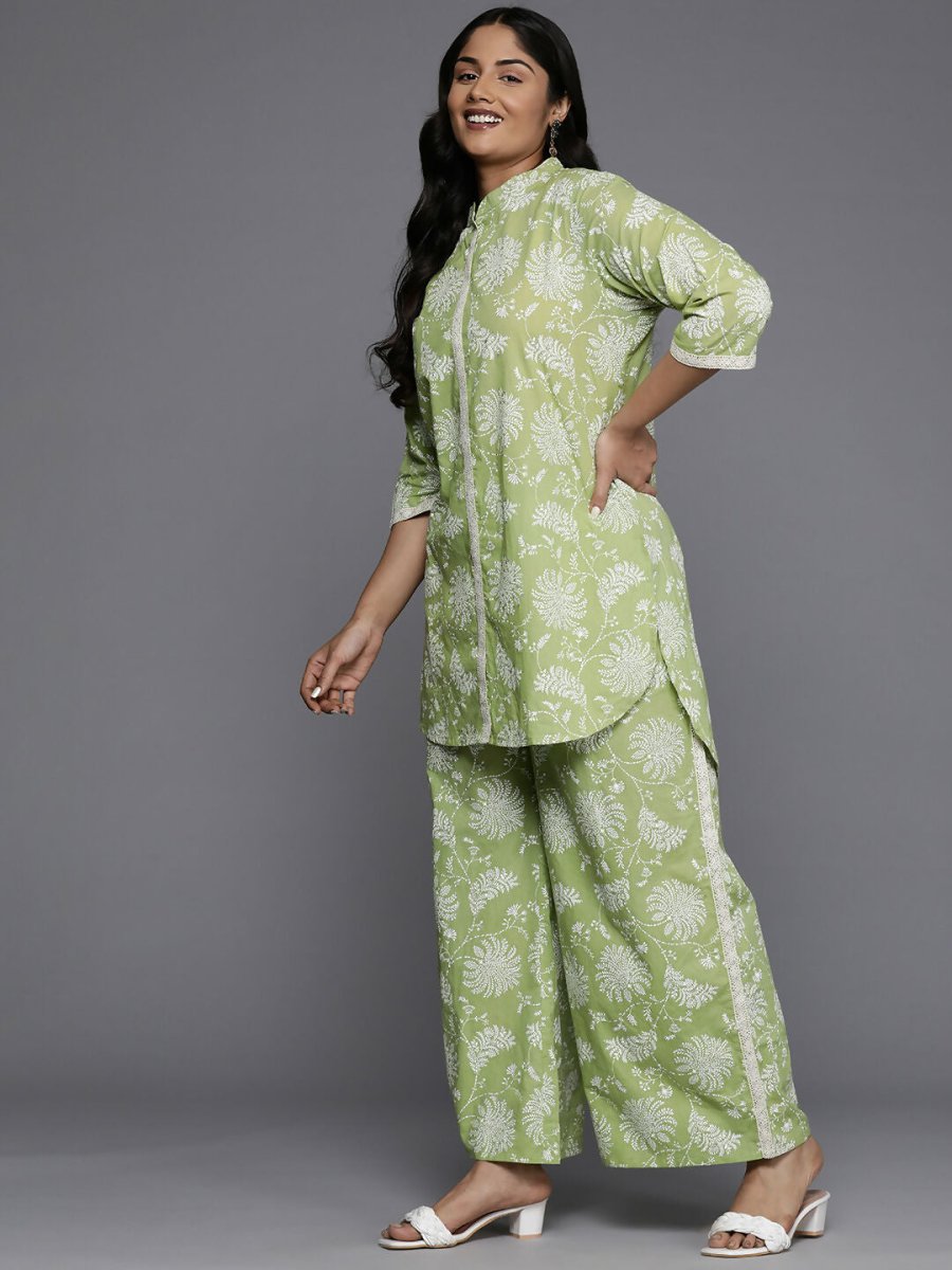Ahalyaa Women's Traditional wear Co-ords - Green - Distacart