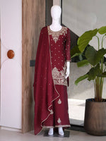 Thumbnail for Teeya Creation New Latest Stylish Kurta Palazzo Set - Red - Dista