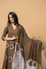 Thumbnail for Joban Fashion Brown Tie & Dye Cotton Suit Set - Distacart