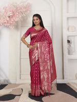 Thumbnail for Astita Lichi Silk Wine Saree