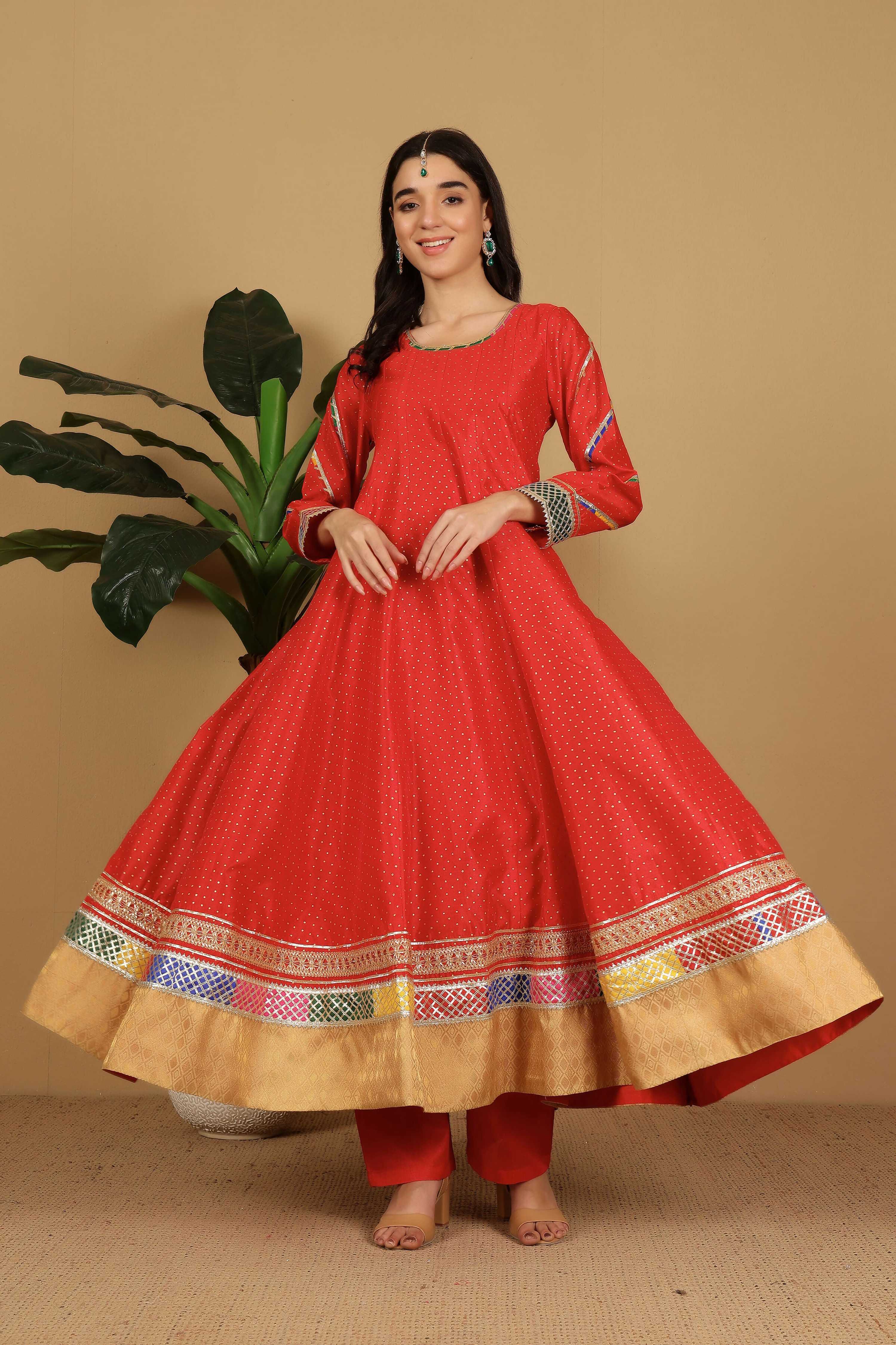 Joban Fashion Red Silk Lehenga Set