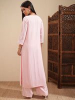 Thumbnail for Vishudh Ethnic Motifs Embroidered Thread Work Straight Kurta With Palazzos
