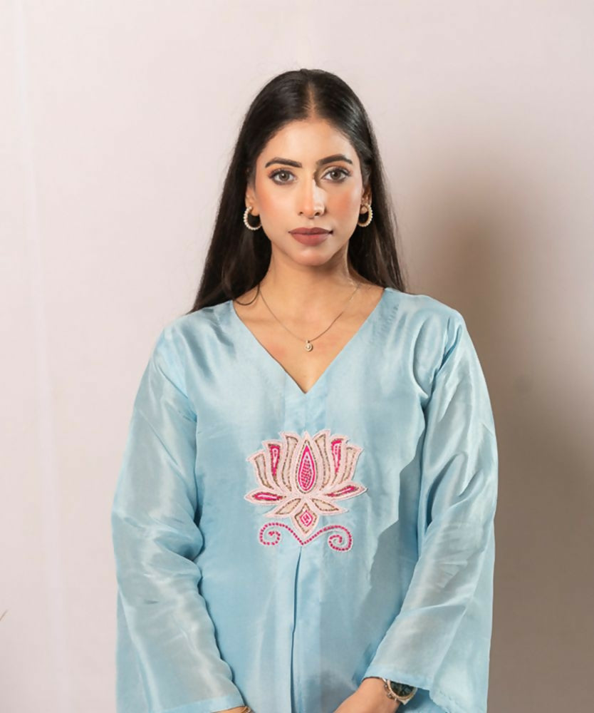 Timaraa Azure Lotus – Handcrafted Upada Silk Co-Ord Set - Dista