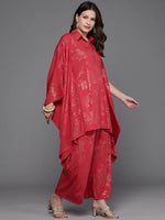 Thumbnail for Ahalyaa Women Floral Printed Tunic with Palazzos - Red Color - Distacart
