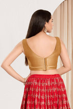Thumbnail for Joban Fashion Gold Mulberry Silk Padded Blouse With Round Neck Sleeveless - Distacart