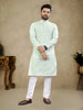 Anaita Sky_Blue Lucknowi Work Silk Straight Kurta - Distacart