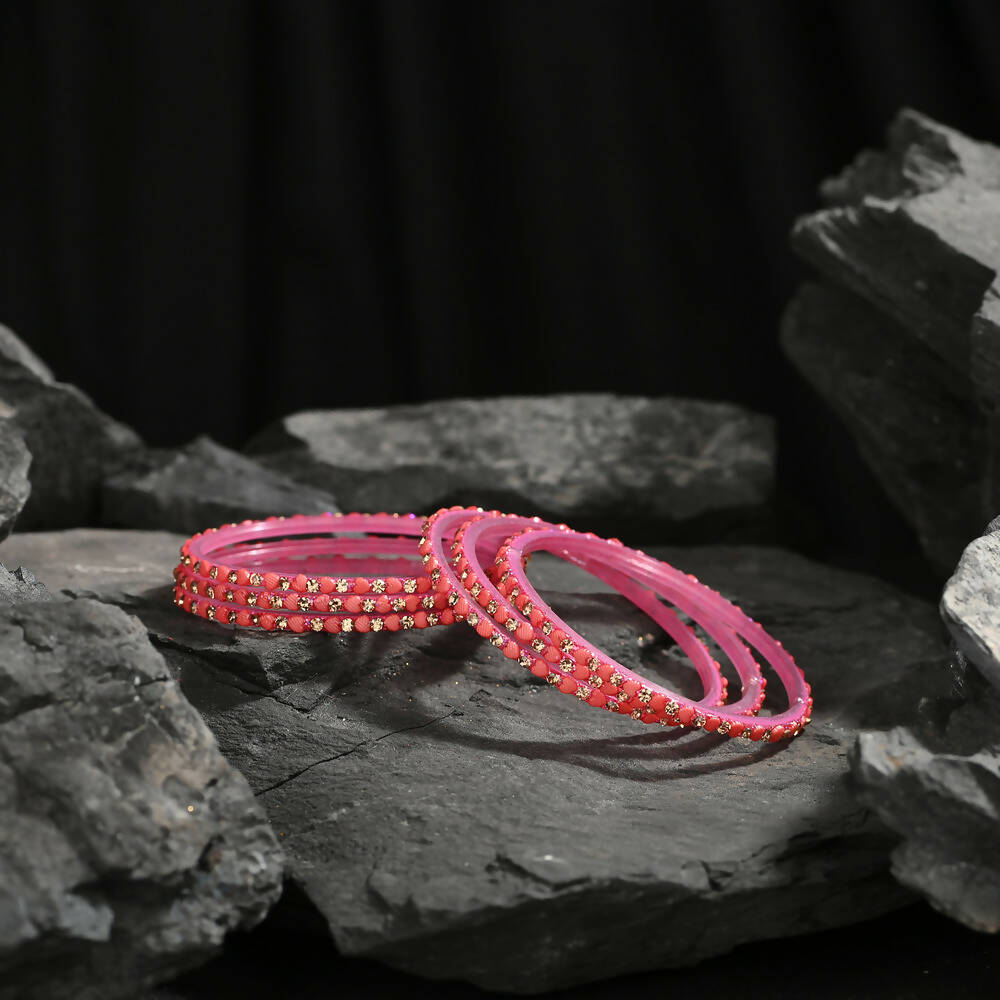 Afast Elegant Bridal & Wedding Party Fashion Bangle/Kada Set, Pink, Glass, Pack Of 12 Model No- A5 - Distacart