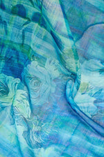 Thumbnail for Vastranavya Aqua Blue Digital Printed Linen Ready To Wear Designer Saree with Unstitched Blouse - Distacart