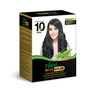 Nisha Quick Color Henna-Based Hair Color-Natural Black - Distacart