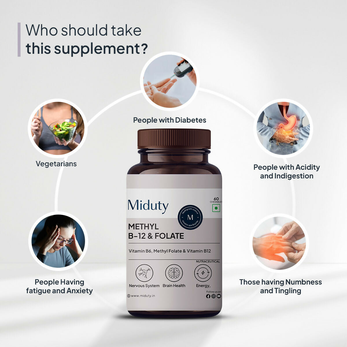 Miduty by Palak Notes Vitamin B12 - Methyl Folate Chewables