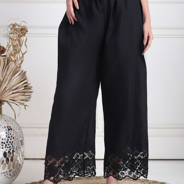 TAG 7 Women Floral Hem Design Flared Ethnic Palazzos - Distacart