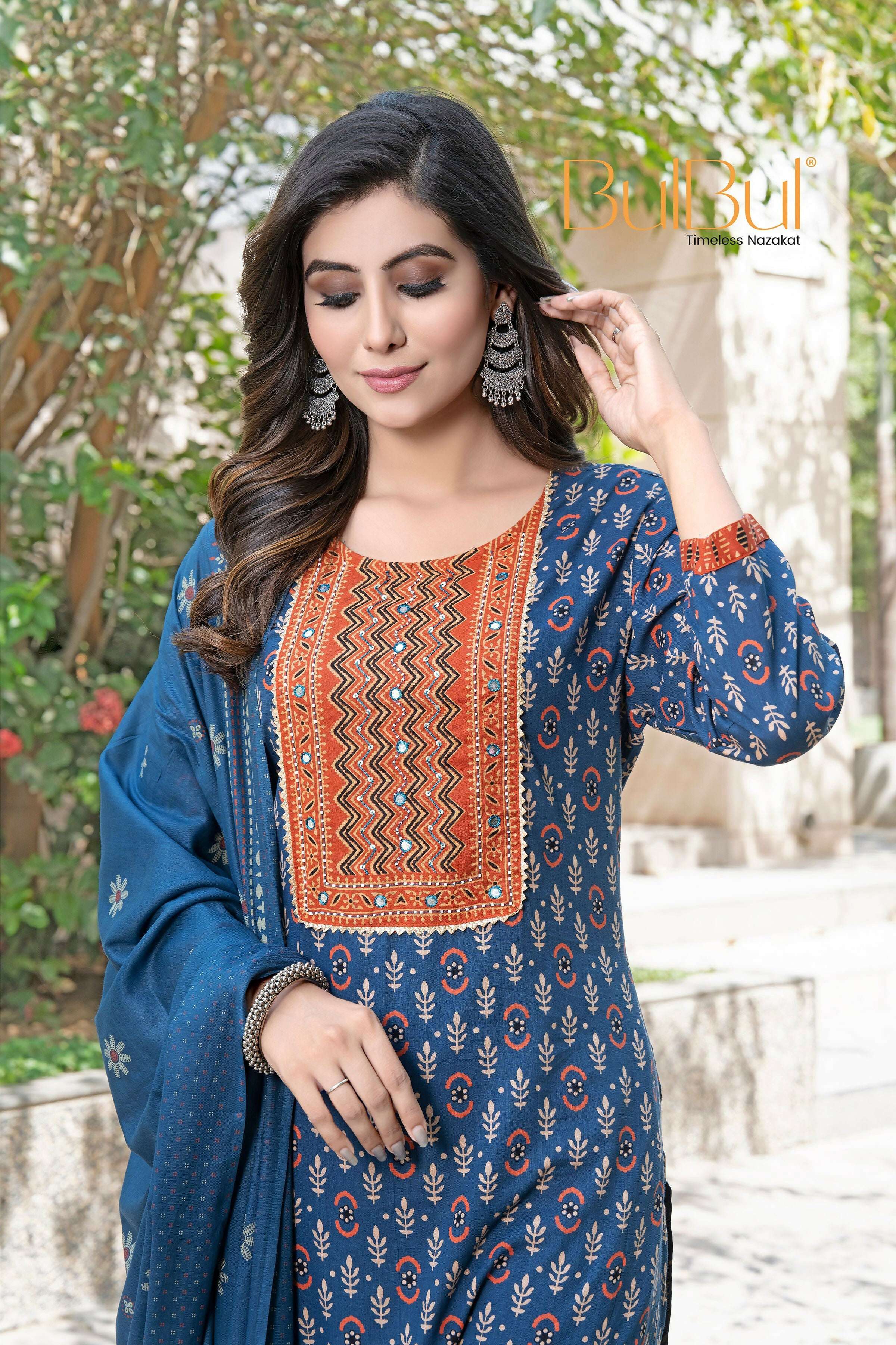 BulBul Aaliya Navy Cotton Kurta Set with Dupatta - Distacart