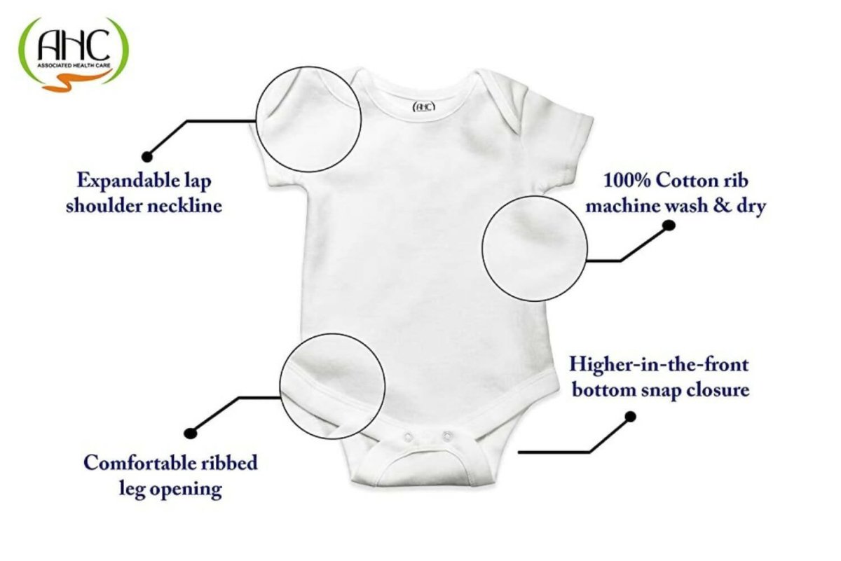 AHC Soft Cotton Short-Sleeve Bodysuits Solid Onesies New Born Infant Dress - Blue/Grey/Green - Distacart