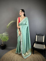 Thumbnail for Joban Fashion Sea Green Bandhej Bandhani Vichitra Silk Bandhani Prints Saree