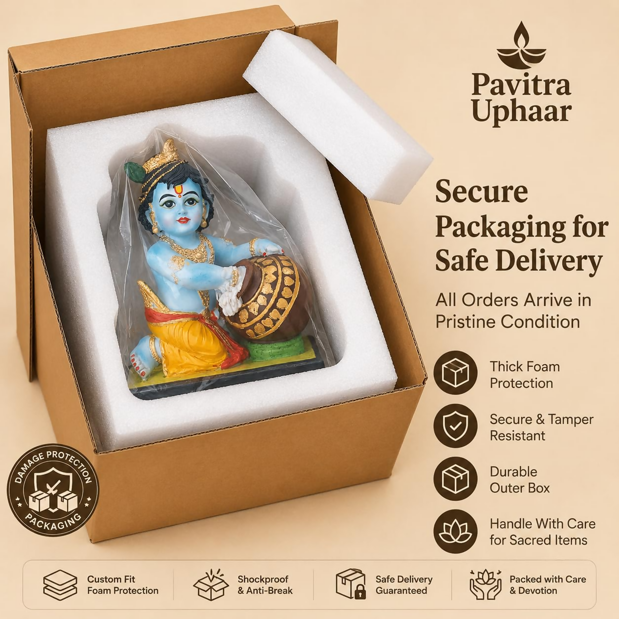 Bal Krishna Idol with Butter Pot - Blue - Dista