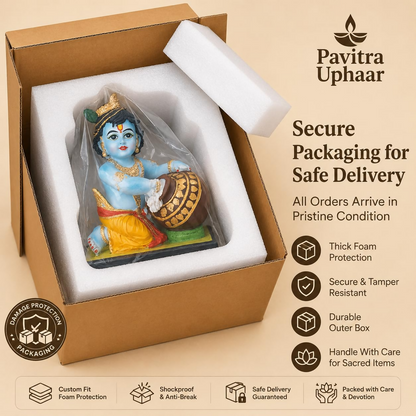 Bal Krishna Idol with Butter Pot - Blue - Dista