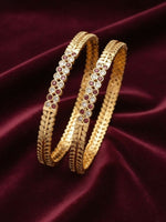 Thumbnail for NVR Women Set of 2 Gold Plated CZ Stone Bangle - Distacart