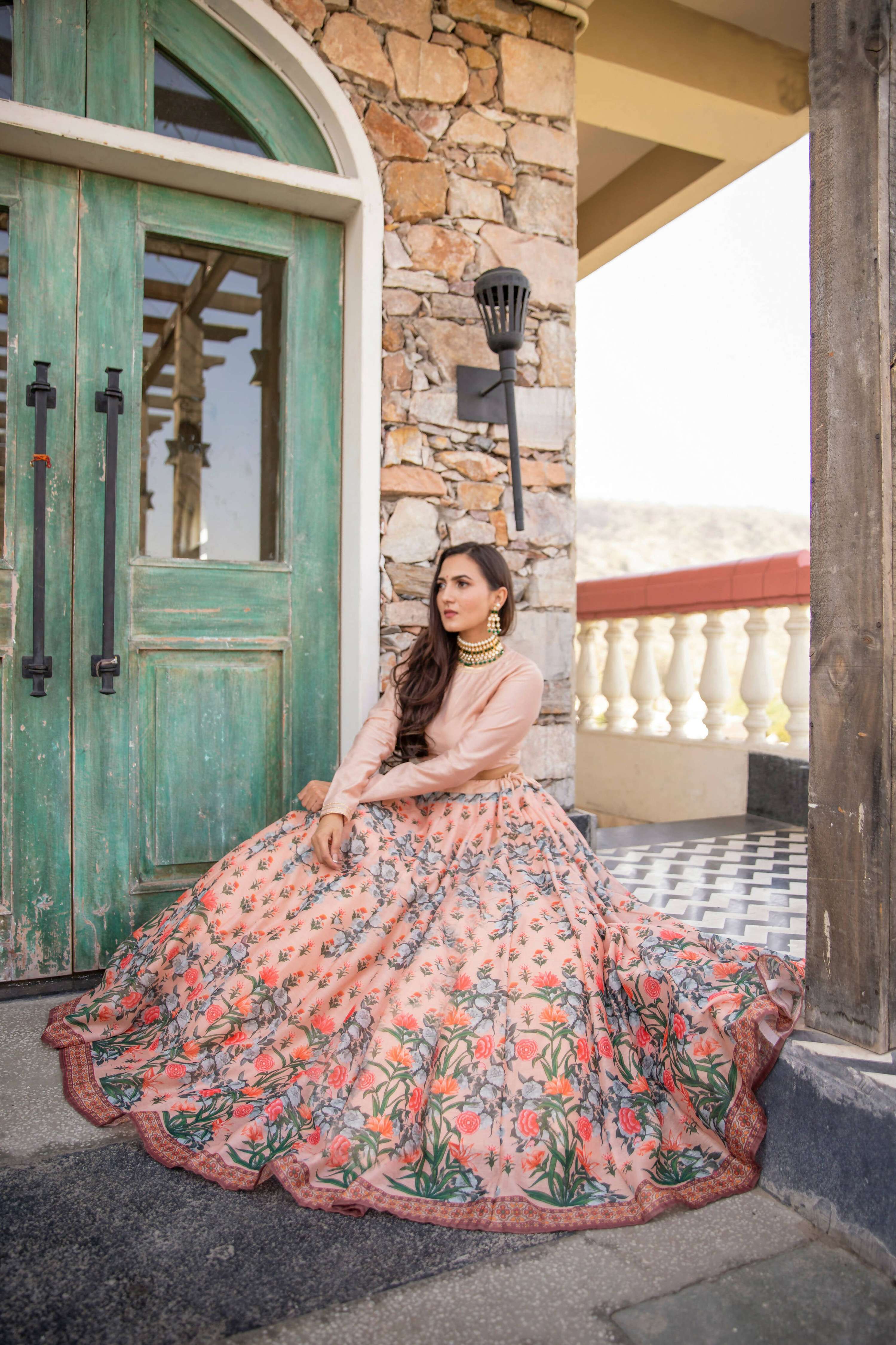 Wedding Designer Light Peach Chanderi Designer Lehenga - Anbazaar - Distacart