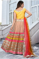 Thumbnail for Jyoti Fashion Multicolor Mirror & Sequence Embroidery Butterfly Net Lehenga Choli with Dupatta - Distacart