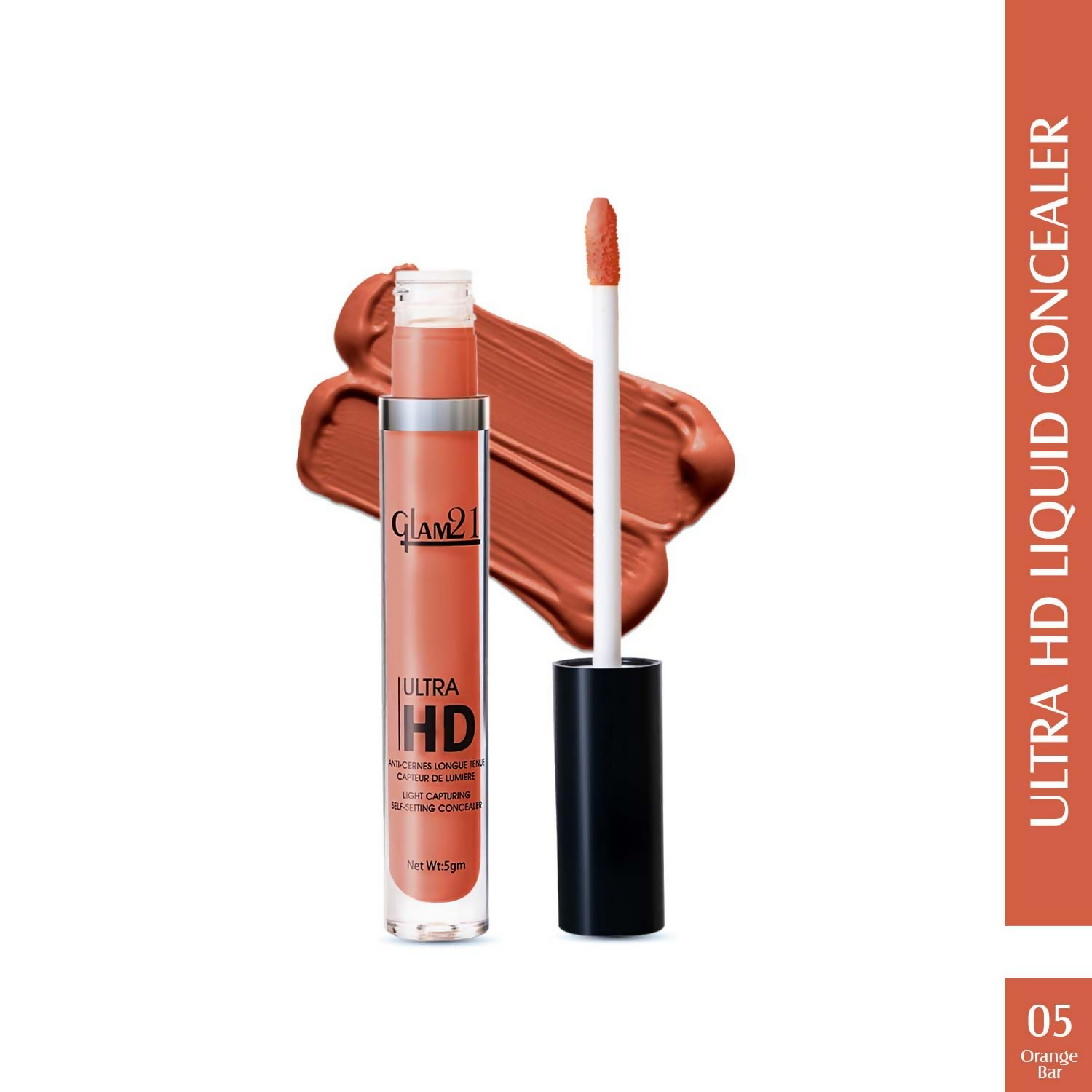 Glam21 Ultra HD Liquid Concealer for HD Finish - Orange Bar - Distacart