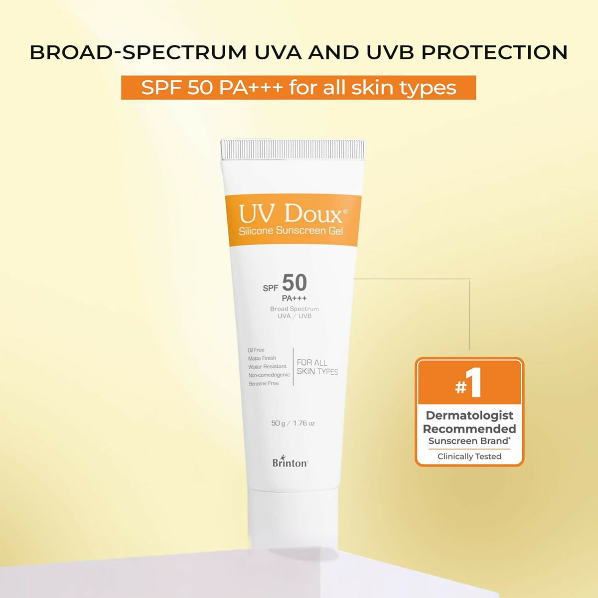 Brinton UV Doux Silicone Sunscreen Gel SPF 50 PA+++ - Dista