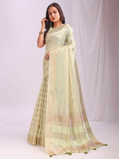 Shree Shyam Fashion Organza Light Green Saree - Distacart