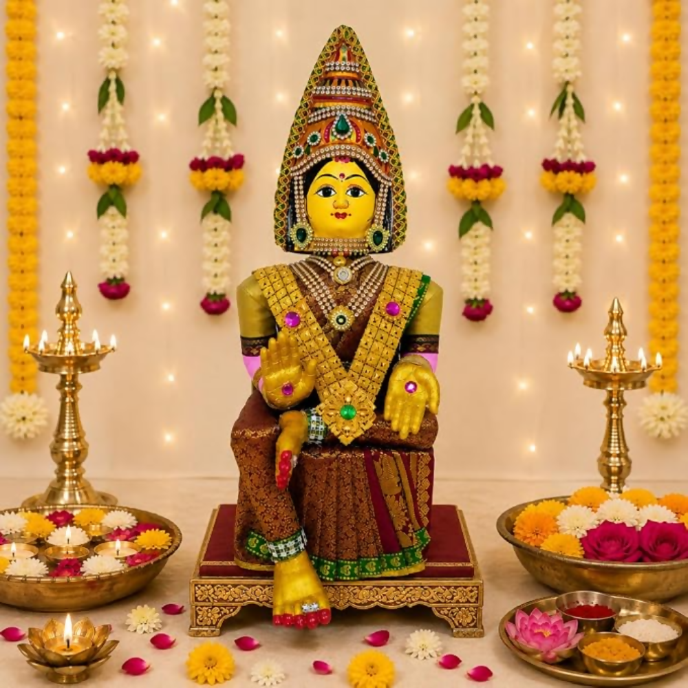 SRI YAGNAA - Varalakshmi Ammavari Decorated Doll - Multicolour - Dista