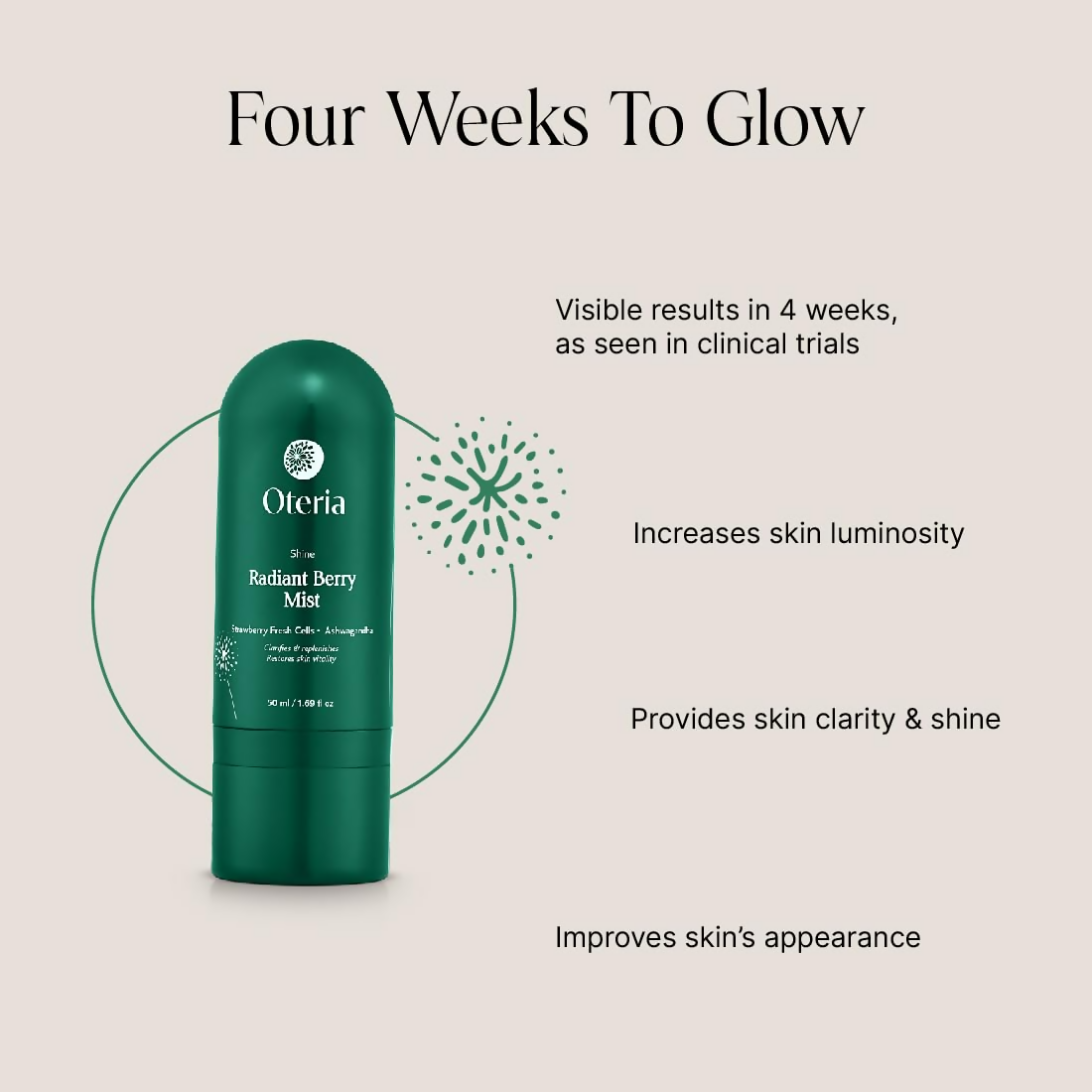 Oteria Radiant Berry Mist Toner For Glowing Complexion & Balances Oily, Dry - Distacart