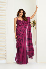 Thumbnail for Vastranavya Magenta Digital Printed Linen Ready To Wear Designer Saree with Unstitched Blouse - Distacart