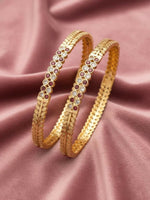 Thumbnail for NVR Women Set of 2 Gold Plated CZ Stone Bangle - Distacart