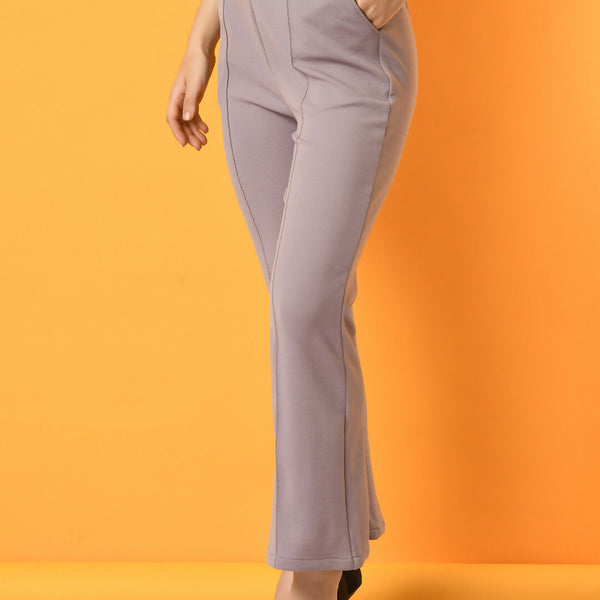 Myshka Women's Lavender Flared Party Trouser - Distacart