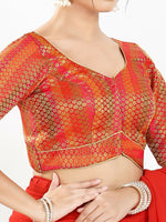 Thumbnail for Joban Fashion Red Brocade Padded Blouse With Sweetheart Neck Elbow Sleeves