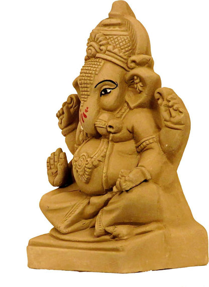 Eco Friendly Clay Ganesh murti for Ganesh Chaturthi -7.4 Inch - Dista